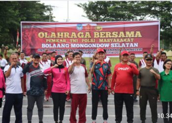 Jalin Sinergitas Jelang Pemilu, Polres Bolsel Gelar Olahraga Bersama Pemkab, TNI dan Masyarakat