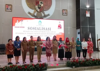 Bunda Literasi Kotamobagu Siti Fatmah Fitriana Nani Buhang, Hadiri Sosialisasi Minat dan Budaya Baca se-Sulut