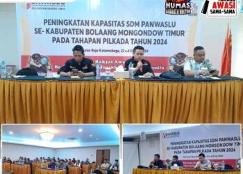 Bawaslu Boltim Gelar Peningkatan Kapasitas SDM untuk Panwascam se Boltim.