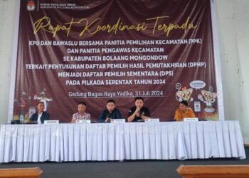KPU Bersama Bawaslu Bolmong Gelar Rakor Terpadu DPHP Jadi DPS