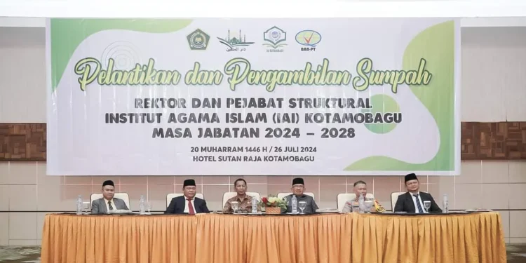 Lantik dan Ambil Sumpah Jabatan Rektor serta Civitas Akademi IAI Kotamobagu, di Hadiri Langsung Pj Bupati Bolmong