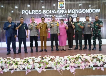 Pj Bupati Bolmong dr Jusnan C Mokoginta Hadiri Acara Kenal Pamit Kapolres Bolmong