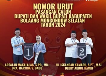 KPU Bolsel Tetapkan Nomor Urut Pasangan Calon Bupati dan Wabup Bolsel