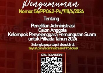 1.048 Calon Anggota KPPS Dinyatakan Lulus Seleksi Administrasi oleh KPU Bolsel