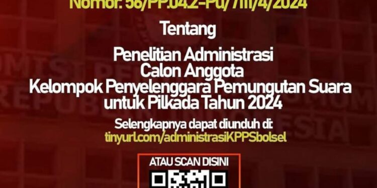 1.048 Calon Anggota KPPS Dinyatakan Lulus Seleksi Administrasi oleh KPU Bolsel