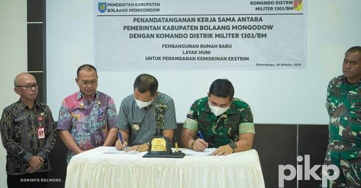 Pj Bupati Bolmong Teken Kerjasama Pembagunan Rumah Layak Huni