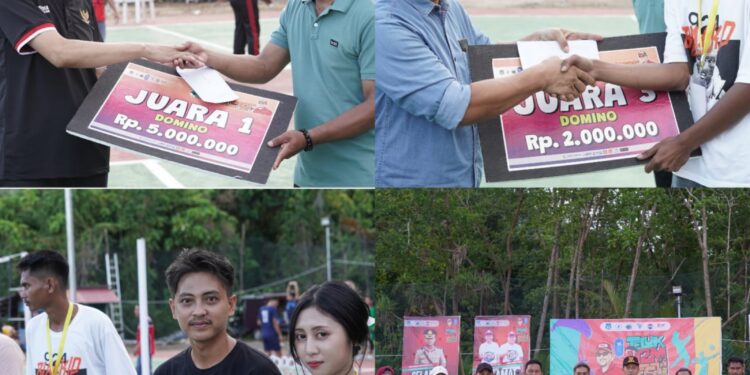 Bupati Bolsel Serahkan Hadiah Juara Domino dan Buka Turnamen Bola Voli Teluk H2M One Stop Adventures Festival 2025