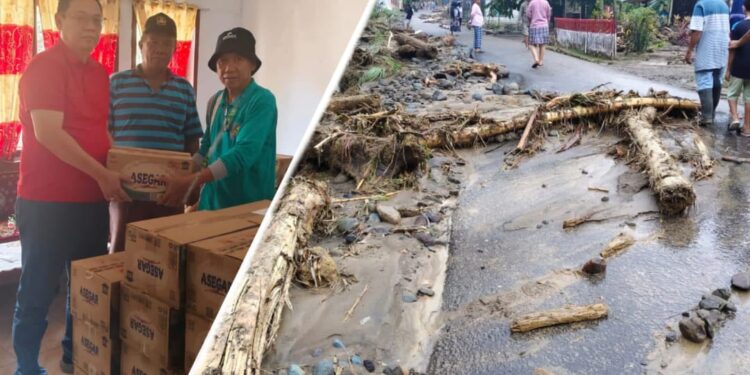 Gerak Cepat Tonny Tumbelaka Salurkan Bantuan Korban Banjir di Poigar 